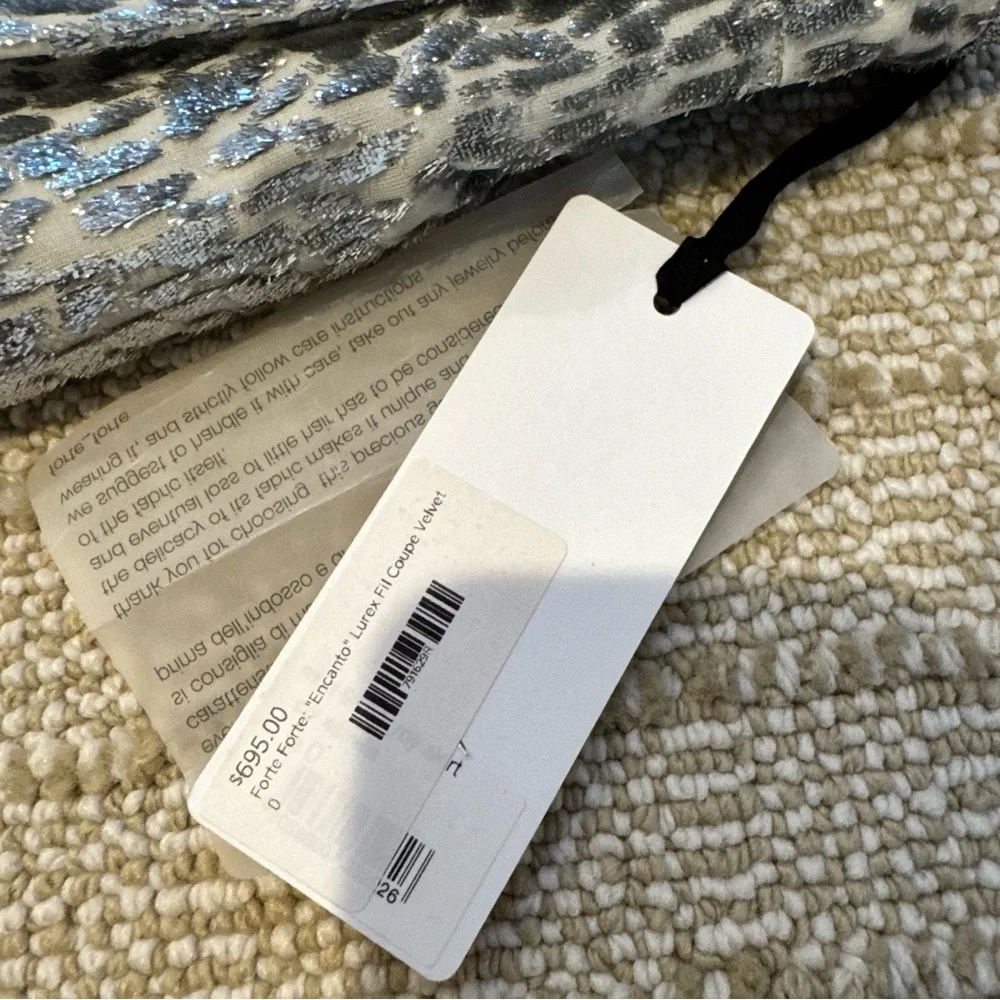 NWT Forte Forte Encanto Lurex Velvet Skirt Silver Estrella | Size 0 - Picture 6 of 9